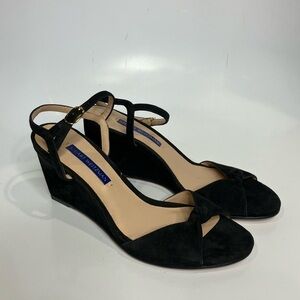 Stuart Weitzman black wedge sandals size 6